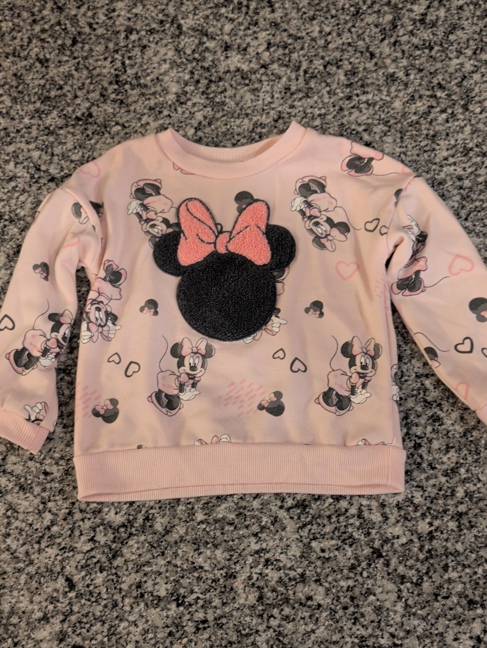 Disney Pink Minnie Mouse Crewneck Sweatshirt with Fuzzy Bow